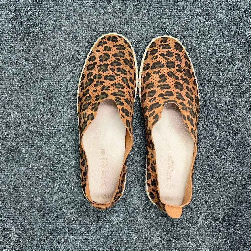 Ilse Jacobsen Shoes Womens 11 Brown Cheetah Print Slip On Comfort Casual Sneaker